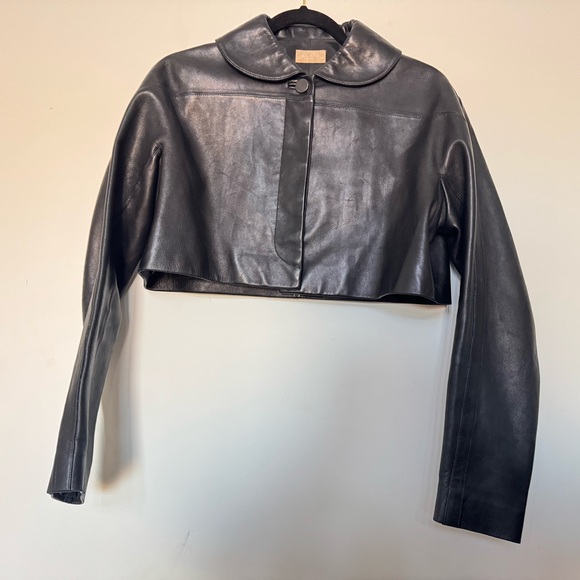 Alaia Black Leather Cropped Jacket size FR 40 - Picture 6 of 16